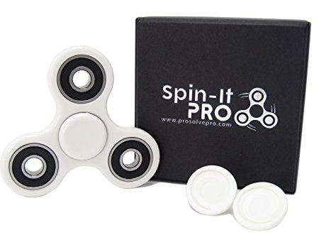 PRO Fidget Spinner | Anxiety & Stress Reducing Fidget Toy | Includes 2 Extra Caps FREE for Custom Spin Experience & BONUS eBook with Spinner GAMES (Emailed) | Ceramic Bearing with 2-3 Minute Spin Time