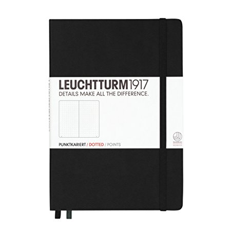 LEUCHTTURM1917 329398 Notebook Medium (A5), 249 numbered pages, dotted, black
