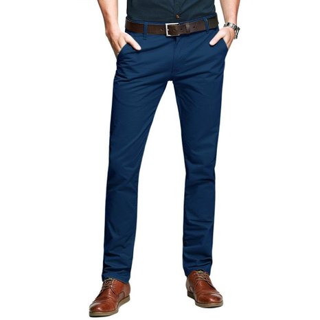 OCHENTA Mens Casual Slim-Tapered Flat-Front Trousers