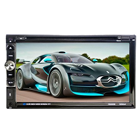 Suncer 2 DIN 6.95 Inch TFT Wide Touch Screen In Dash Car Radio Stereo DVD Player Support Bluetooth Hands Free Calls 1080P Movie Rear View Camera Mp5 (F6065B)