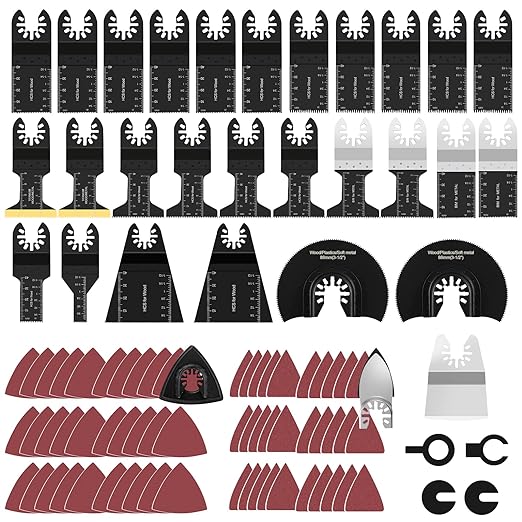 BTYEEUYI 94 Pcs Oscillating Saw Blades, Multitool Blades for Cutting Wood Metal Plastic, Quick Release Oscillating Tool Blade Compatible with Dewalt, Rockwell, Makita, Ryobi, Fein, Black&Decker