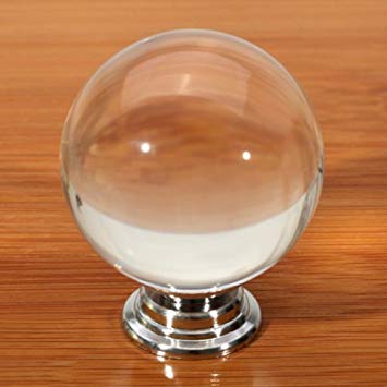 Revesun 6PCS/LOT Diameter 30mm Clear Crystal Glass Magic Ball Shaped Door Knobs Cabinet Pulls Cupboard Handles Drawer Knobs Wardrobe Home Hardware