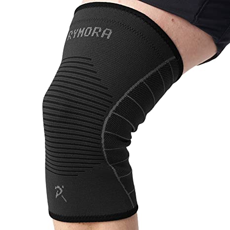 Knee Support Sleeve for Men and Women (Black) (Single Wrap) (L - Large) - Compression Brace for Ligament Injury, Joint Pain Relief, Running, Arthritis, ACL, MCL, Sport