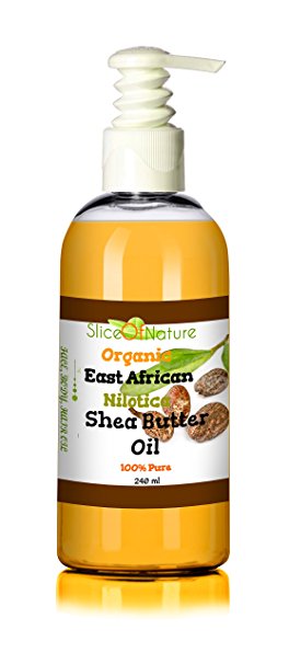 Slice of Nature USDA Certified Organic East African Shea Oil Nilotica Shea Butter Oil Pure Cold pressed - Perfect Shea Butter for Hair, Natural Shea Butter Lotion 8 oz
