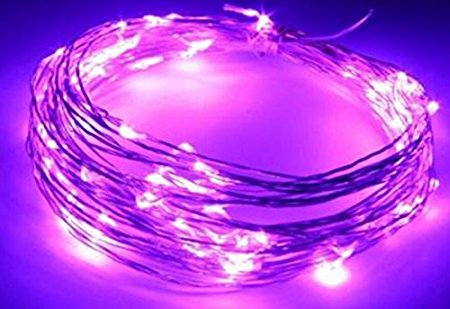 Alkbo 3AA Battery Operated 50 LED Copper Wire String Lights, 5M, Purple