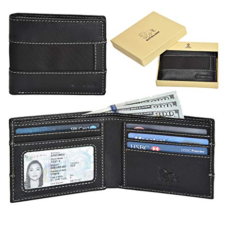 Slim Wallets for Men with Money Clip - RFID Genuine Leather Front Pocket Minimalist Modern Card Holder Bifold Mens Wallet