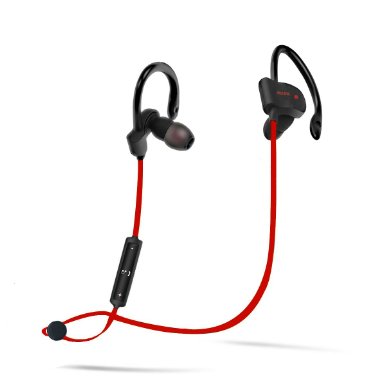 Bluetooth Headphones, Amotus Wireless Sport Stereo Headsets in-Ear with Earhook Earbuds Earphone for Workout Running Gym (Red)
