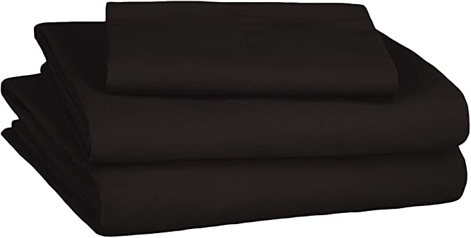 AmazonBasics Soft Microfiber Sheet Set with Elastic Pockets - Twin, Coal Black