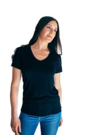 Blue & Butter Women’s Modal V-Neck Short Sleeve T-Shirt | Soft Plain Loose Relaxed Everyday Essential Tee for Women