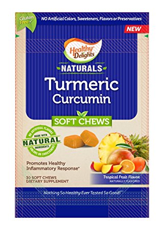 Healthy Delights Natural Turmeric Curcumin Chews, Tropical Fruit Flavor, 30 Soft Chews