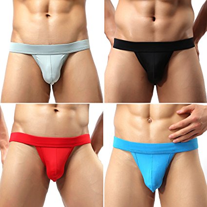 Amilia Men's 4-Pack Underwear Stretch Jockstrap Sexy Thongs