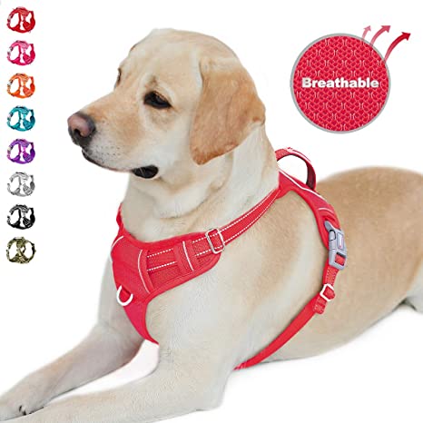 BARKBAY No Pull Dog Harness Front Clip Heavy Duty Reflective Easy Control Handle for Large Dog Walking with ID tag Pocket
