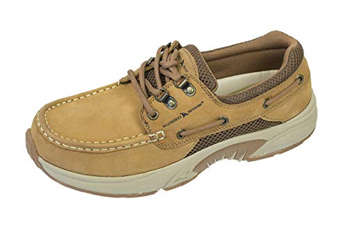 Rugged Shark Atlantic Mens Boat Shoes, Premium Leather and Comfort, Copper Brown, Size 8 to 13