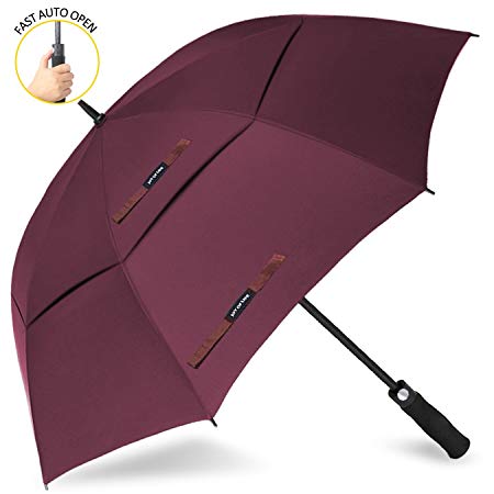 ZOMAKE Vented Sun Umbrella - Golf Umbrella Windproof Large 62 inch Double Canopy Automatic Open Umbrella for Men - Stick Umbrellas