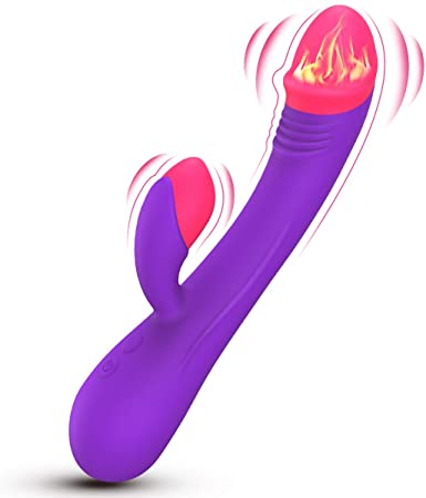 Rabbit Vibrator Sex G Spot Clitoris Stimulation Adult Toys with Bunny Ears and Realistic Dildo, UTIMI Vibrating Clitoral Heating Masturbator with 10 Modes