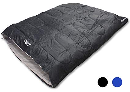 Andes Alma 400 Double Sleeping Bag Warm 400GSM Filling - Compression Carry Bag Included - Ideal For Camping, Festivals Waterproof