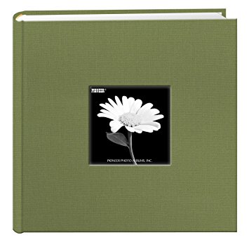 Fabric Frame Cover Photo Album 200 Pockets Hold 4x6 Photos, Herbal Green