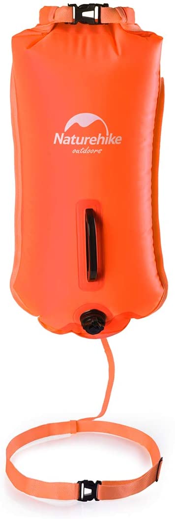 Naturehike 28L High Visible Safety Swim Buoy - Ultralight Bubble Tow Float and Dry Bag for Open Water Swimming Kayaking Snorkeling Diving Fishing Trailing with Adjustable Waist Belt