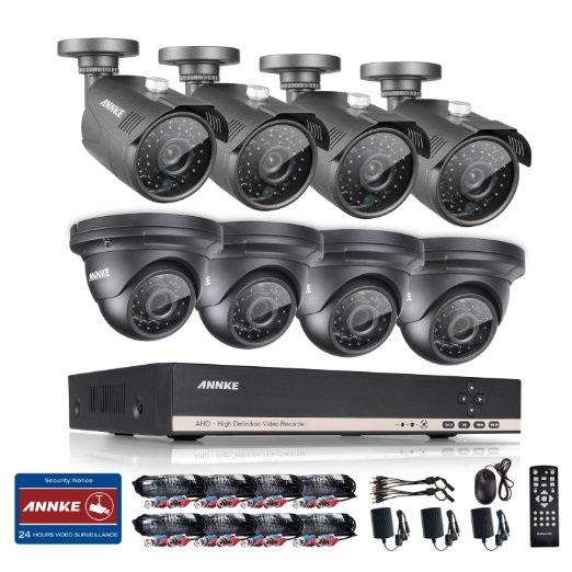 ANNKE 8CH AHD 720P DVR with 13MP 4 Bullet  4 Dome CCTV Cameras