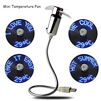 New Flexible Gooseneck Mini USB Powered LED Cooling Flashing USB LED Fan with Realtime Temperature Dispaly for PC Laptop Notebook Desktops