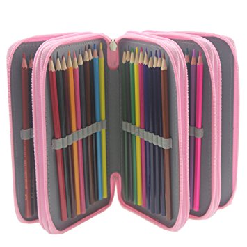 Pshine Multi-layer 72 Slots Students Pencil holder (Pink)