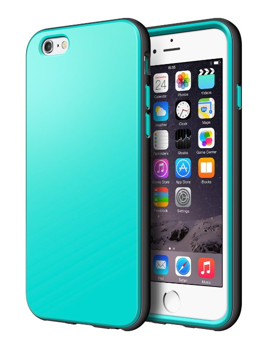 iPhone 6S Case, iPhone 6 Case, Shulong [Flexible luxurious Rubber] Shock-Proof Protective Case TPU Bumper   [Scratch Resistant] Dual Color TPU Back Cover For Apple iPhone 6 (4.7 Inch) ( Teal )
