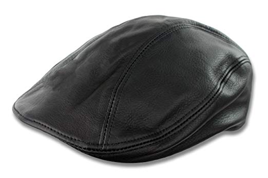 SFTC Black Oiled Leather Newsboy Hat