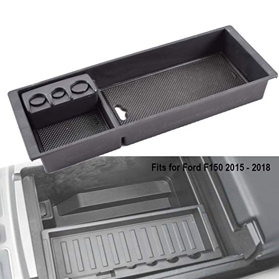 EDBETOS Organizer for Ford F150 2015 2016 2017 2018 2019 Center Console Armrest Organizer Accessories Tray with Coin Box Holder, Pallet Storage Box Container with USB Hole