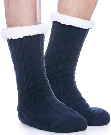 EBMORE Mens Slipper Fuzzy Socks Winter Cozy Fluffy Cabin Warm Fleece Soft Comfy Thick Non Slip Christmas Home Stocking Stuffer