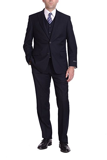 P&L Men's 2 or 3 Piece Classic Fit Suit Blazer Jacket Tux Vest & Flat Pants Set