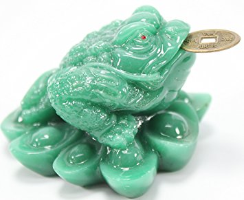 Fortune Coin Green Money Toad/ Frog /Chan Chu - Feng Shui Chinese Charm of Prosperity Decoration Gift US Seller