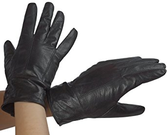 Classic Womens Black Leather Gloves with Thinsulate Lining by DEBRA WEITZNER