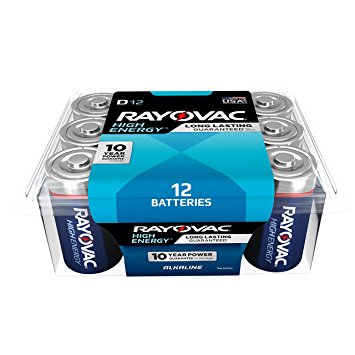 RAYOVAC D 12-Pack HIGH ENERGY Alkaline Batteries, 815-36LK