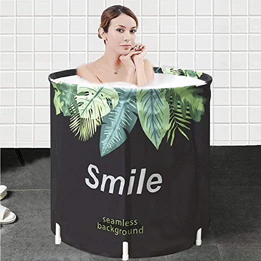 Foldable Bathtub Portable Soaking Bath Tub,Eco-Friendly Bathing Tub for Shower Stall,Thickening with Thermal Foam to Keep Temperature (Green)