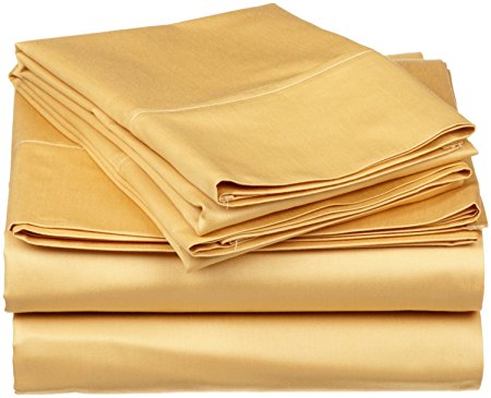 Galaxy's 600 - Thread- Count 100% Egyptian Cotton ( 4-Piece ) - Extra Deep Pocket - 26" Inches, Free Delievery Cool Feeling Sheet Set in Solid Color's & Sizes ( Queen, Gold ) By Galaxy's Linen