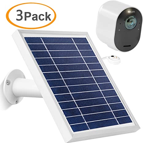 Uogw 3 Pack Solar Panel Compatible with Arlo Ultra &Arlo Pro 3 Camera, with 11.5ft Outdoor Magnetic Power Charging Cable, Adjustable Mount Waterproof - White(NOT Compatible with Arlo Pro/Pro2)