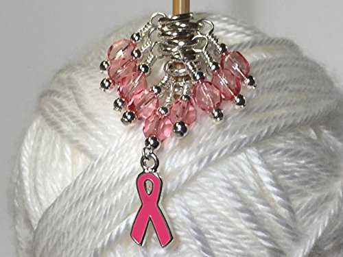Snag Free Beaded Stitch Marker Jewelry- Breast Cancer Ribbon Set