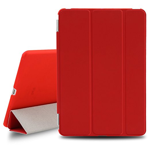 BESDATA Ultra Thin Magnetic Smart Cover for Apple iPad Mini 1st Generation [Wake/Sleep Function] Translucent Back Case   Screen Protector   Cleaning Cloth   Stylus (Red)