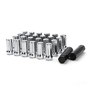 KSP Performance 24PC KSP 14mmx1.5(M14x1.5 thread pitch),60 Degree Conical Cone Seat Wheel Lug Nuts,Closed End 7 Spilne With 2 Keys For Chevy GMC Silverado Sierra Hummer With 6 Lugs Trucks