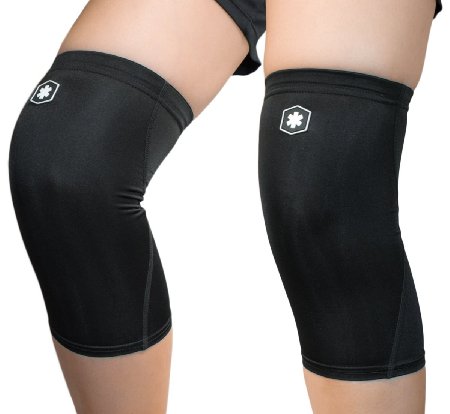 ICEWRAPS Fitness Lightweight Performance Knee Sleeves - Sport Knee Support Sleeves Provide Gentle Compression & Knee Pain Relief; Ideal for Knee Sprain, Knee Arthritis Symptoms, or Aching Knees (PAIR)