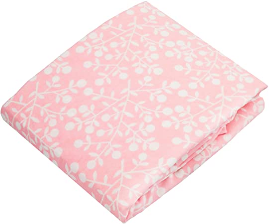 Kushies Pack N Play Playard Sheet, Soft 100% breathable cotton flannel, Made in Canada, Pink Berries