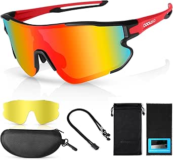 Odoland Polarized Cycling Glasses Sports Sunglasses,Interchangeable Lense,UV400 Baseball MTB Sports Glasses for Men Women