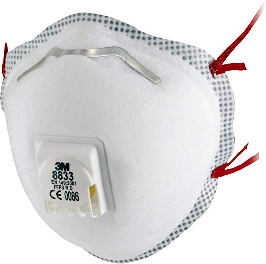3M Disposable Respirator 8833 FFP3 – Valved mask providing protection against fine dust particles - 1x 10 3M masks