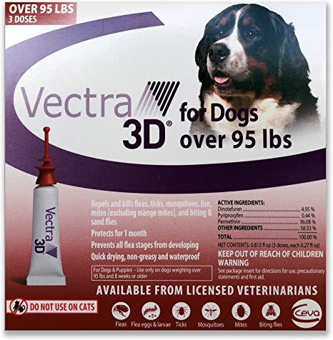Vectra 3D (Red) 3pk Flea & Tick Control for Dogs Over 95lbs