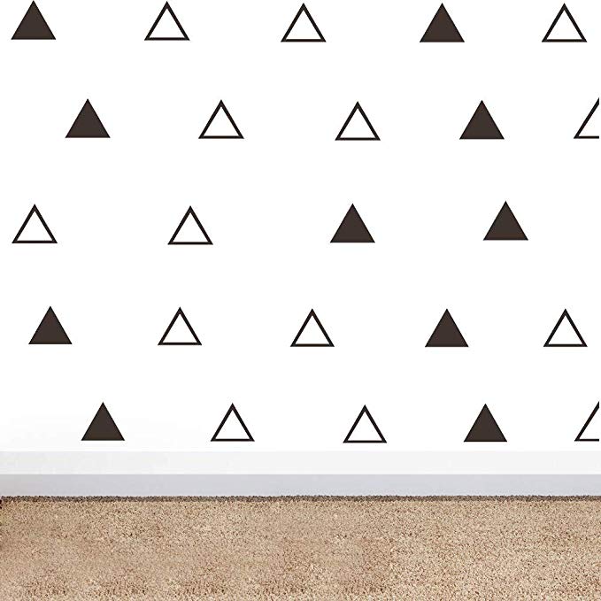 64pcs/Set Modern Vinyl Triangles Wall Decal Solid/Outline Triangles Pattern Wall Sticker DIY Home Decor Kids/Children Room Decor Stickers YYU-18 (Black)