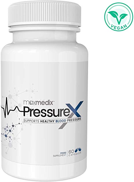 Pressure X - Healthy Blood Pressure & Heart Health Support Tablets - Best Strength Herbal Supplements for Men & Women Heart Stress - Blood Pressure Vitamins Nutrition - 60 Vegan Tablets - by MaxMedix
