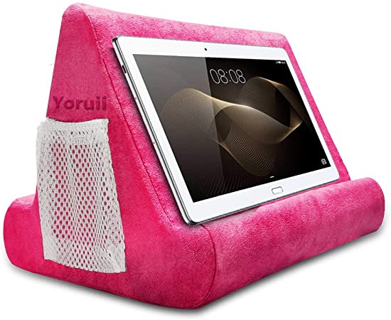 Pillow Stand Soft Bed Pillow Holder Phone Pillow Lap Stand Multi Angle-Soft Tablet Holder Can Suitable for Various Models of Tablets or Mobile Phones (Pink)
