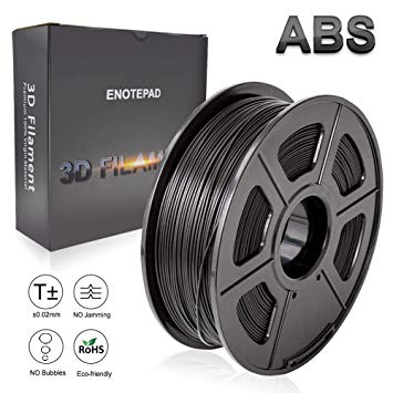Black ABS 3D Filament 1.75 mm,Dimensional Accuracy  /- 0.02 mm,1kg/Spool(2.2lbs) - NonBlock Eco-Friendly Filament,Enotepad (Black)