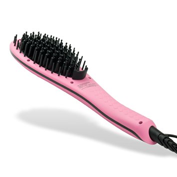 Apalus Hair Straightening Brush, Ceramic Hair Straightener, Straight Hair Styling (PINK)