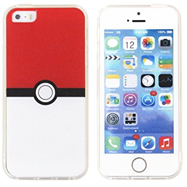BRILA® iphone 5 iphone 5s iphone SE pokemon case, poke ball style case for iphone 5s, iphone SE pokemon go case